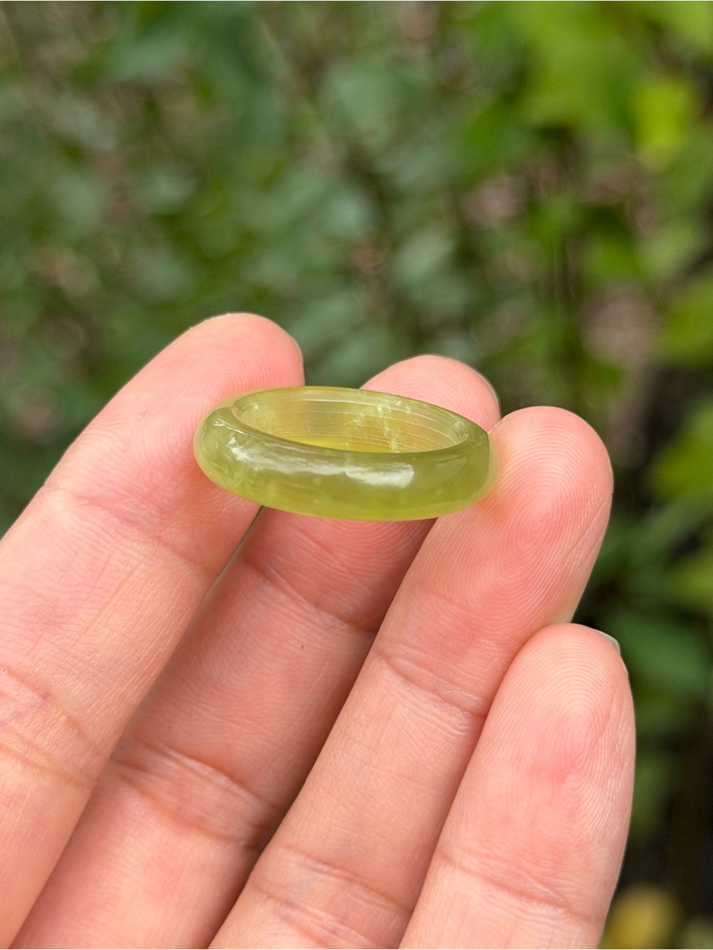 size 7 Olive Green Resin Dome Ring - Women Jewelry